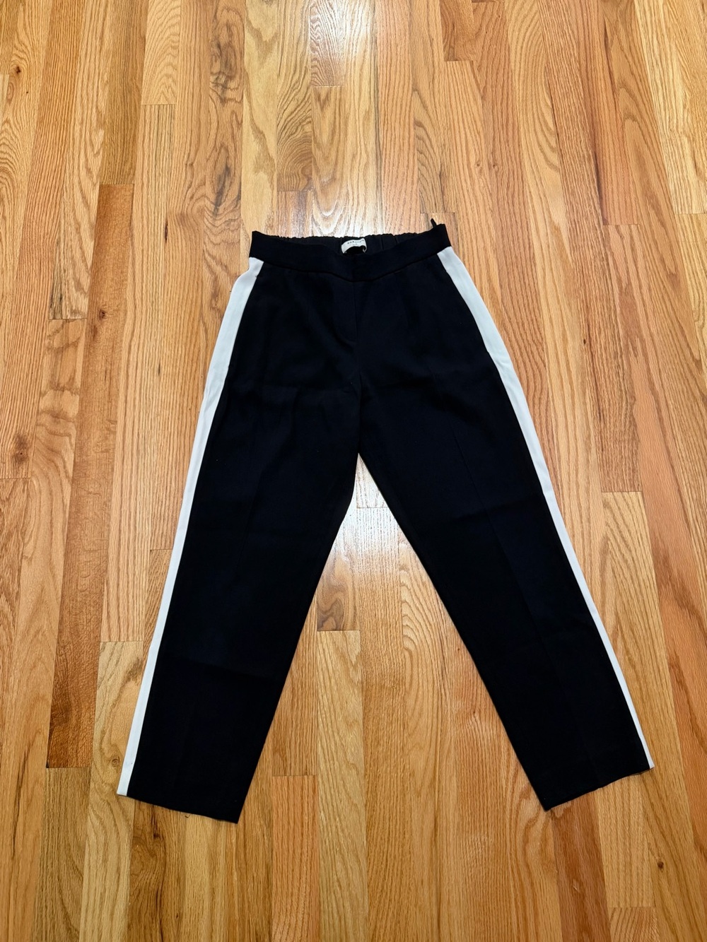 Babaton Black Tapered Pants with White Side Stripes Size 0